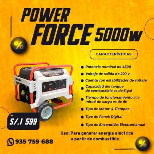 Venta de Generador de EnergÃ­a Power Force 5000w