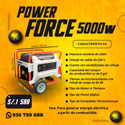 Venta de Generador de EnergÃ­a Power Force 5000w